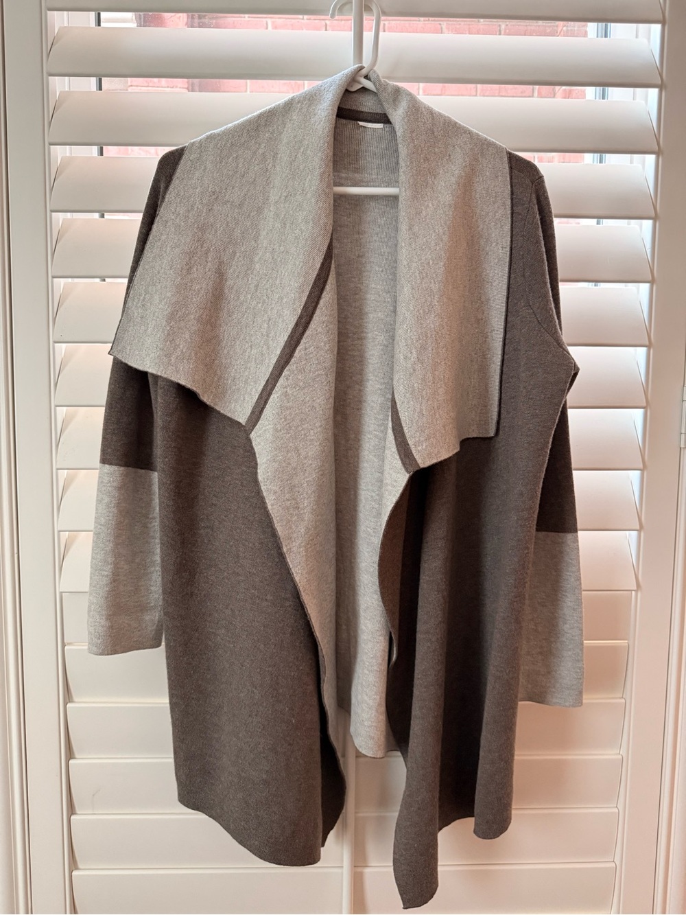 Gray Two-Tone Open Front Women's Sweater Cardigan